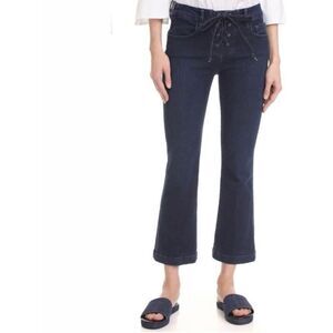 FRAME Womens 25 Denim Le Crop Mini Boot Lace Up in Hayworth Dark Wash Jeans